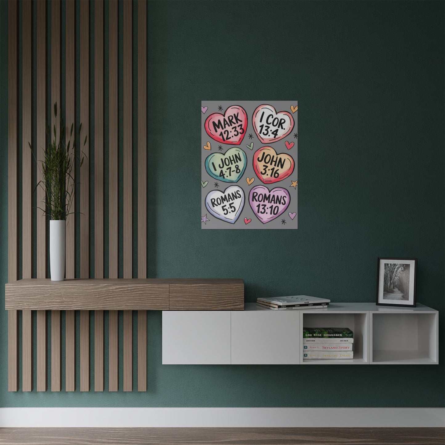 Satin Posters, Scripture Wall Art, Christian Home Decor, Bible Verse Prints, Heart Design, Faith-Based Gift, 300gsm Poster