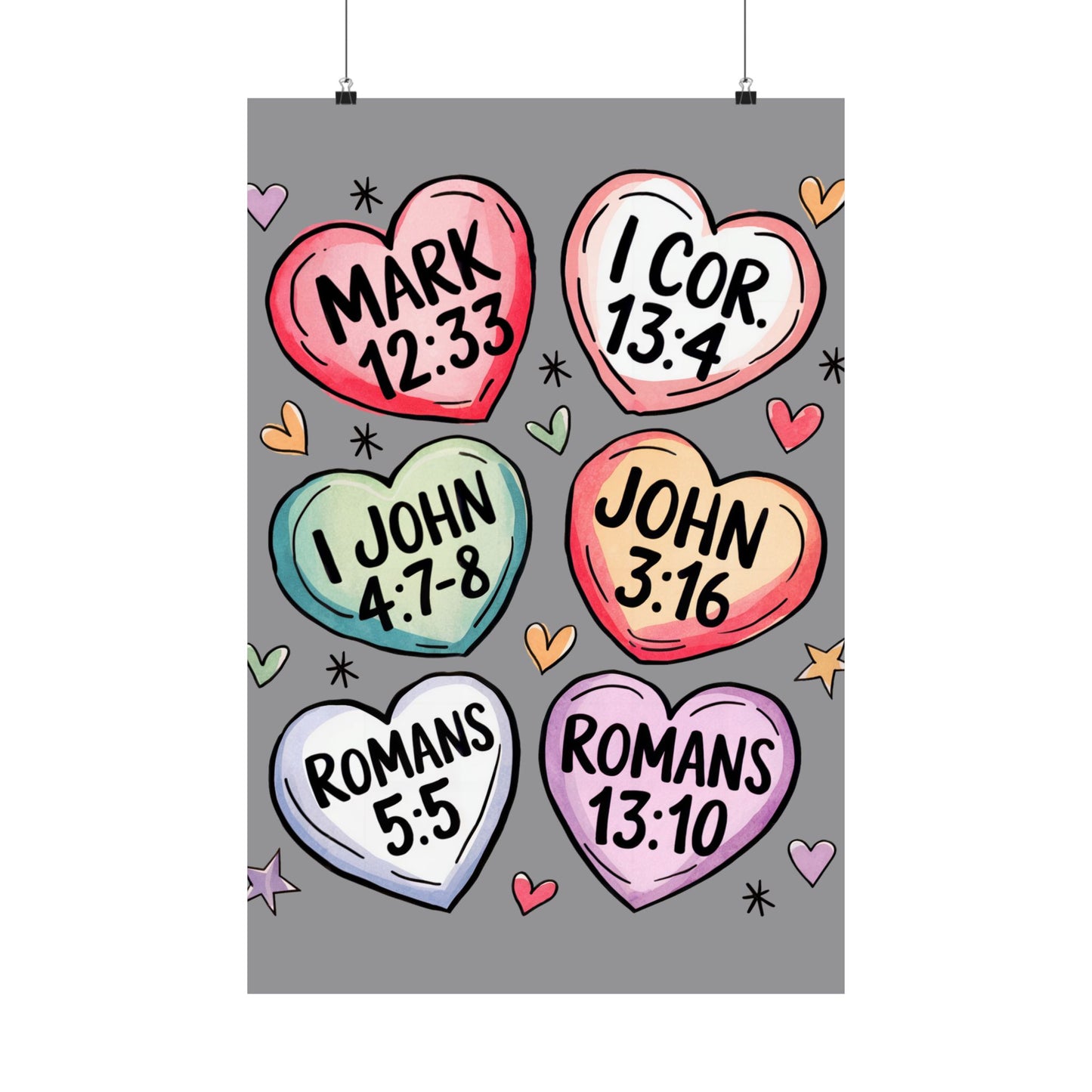 Satin Posters, Scripture Wall Art, Christian Home Decor, Bible Verse Prints, Heart Design, Faith-Based Gift, 300gsm Poster