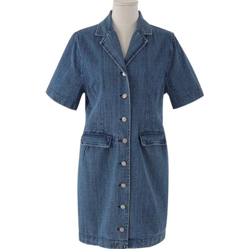Women's Retro Single Breasted Casual Denim Dress