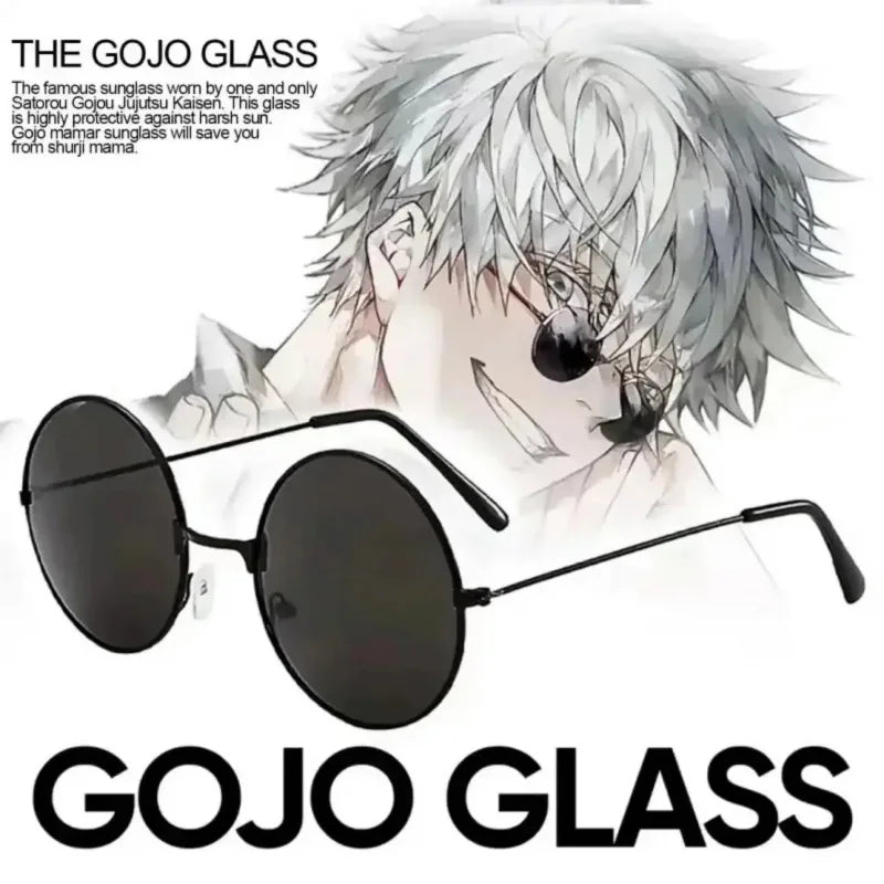Anime Spell Battle Back Five WuCOSGlasses Black round Frame Vintage Sunglasses Comic showCOSPLAYProp Eye
