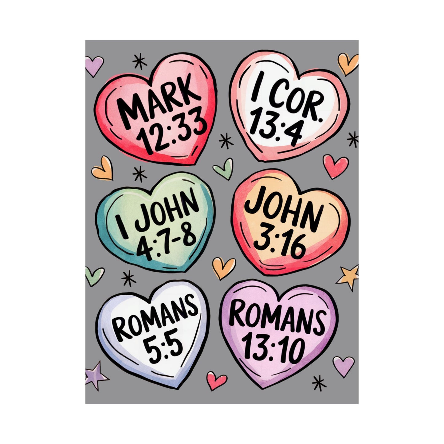 Satin Posters, Scripture Wall Art, Christian Home Decor, Bible Verse Prints, Heart Design, Faith-Based Gift, 300gsm Poster