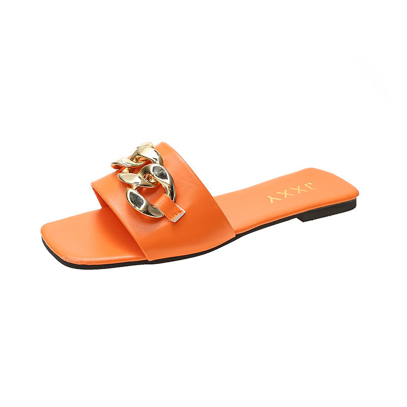 New Style Women's Slippers With Square Toe Flip Flops