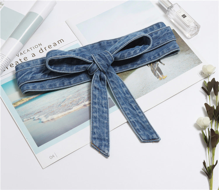 Women's Fashion New Wash Denim Bow Tie