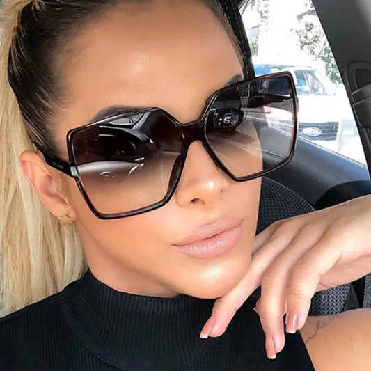European and American Cross-Border Large Square Frame Rimless One-Piece Lens Sunglasses Protective Glasses