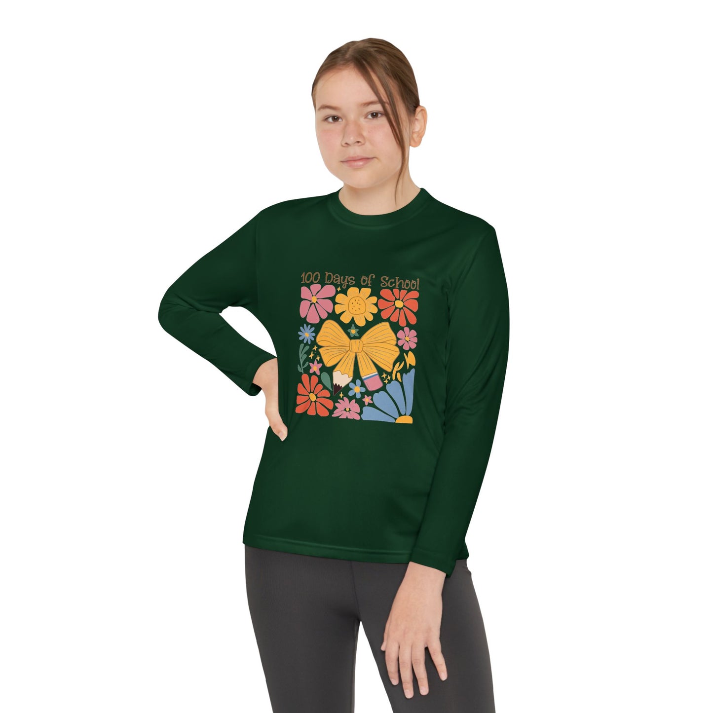 100 Days of School Youth Long Sleeve Tee, School Spirit Shirt, Kids School Celebration Top, Elementary Student Long Sleeve Shirt, School