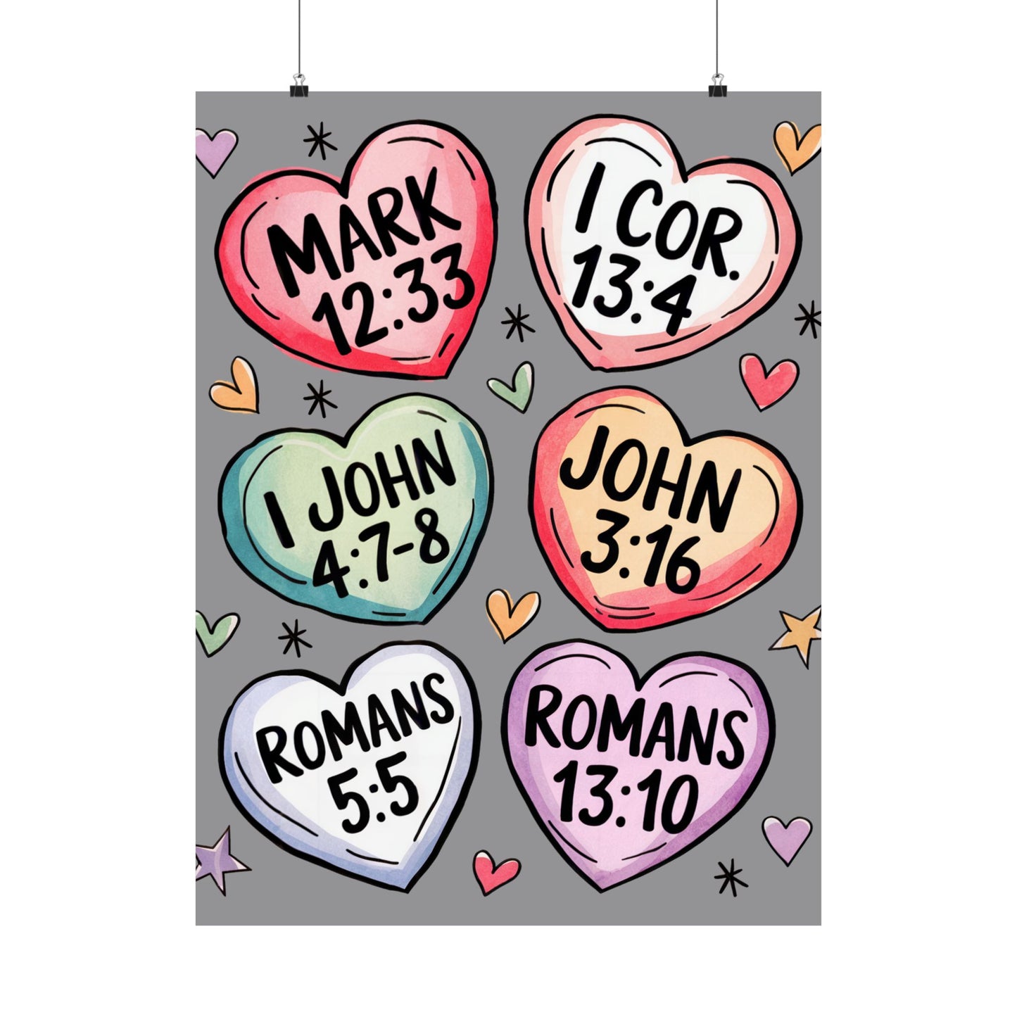 Satin Posters, Scripture Wall Art, Christian Home Decor, Bible Verse Prints, Heart Design, Faith-Based Gift, 300gsm Poster