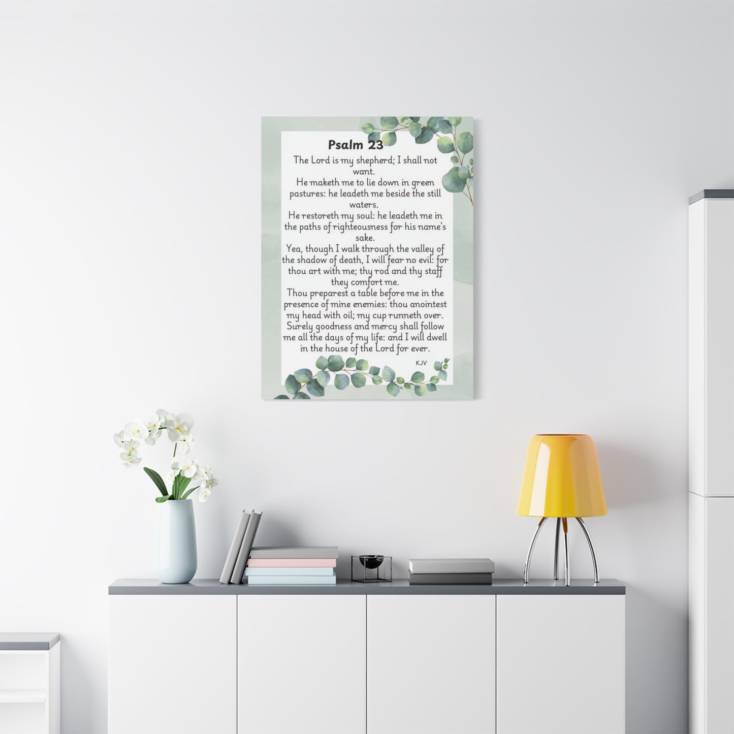 Canvas Print, Bible Verse Wall Art, Psalm 23, Spiritual Home Decor, Nature Themed, Housewarming Gift, Faith Décor, Wall Art Print