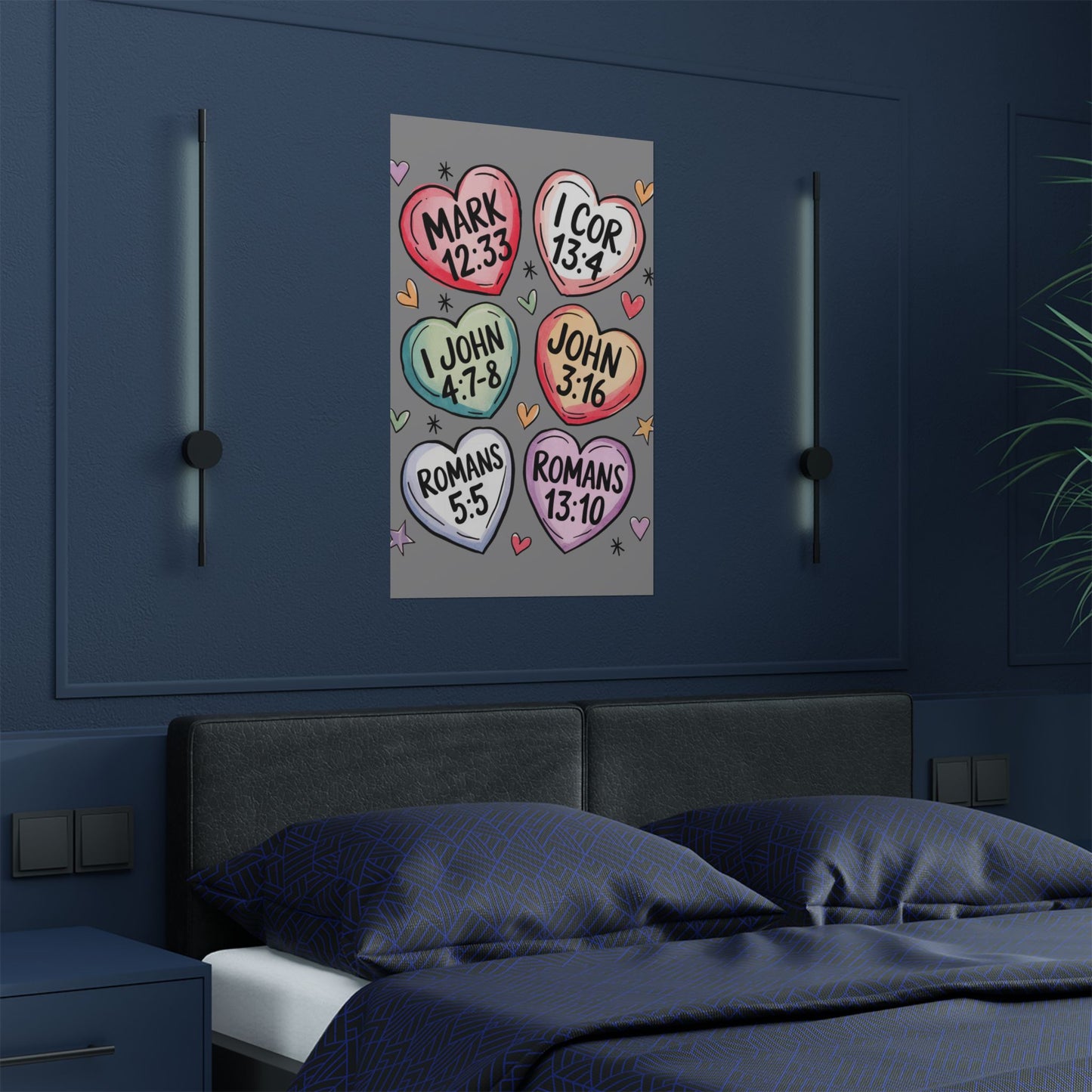 Satin Posters, Scripture Wall Art, Christian Home Decor, Bible Verse Prints, Heart Design, Faith-Based Gift, 300gsm Poster