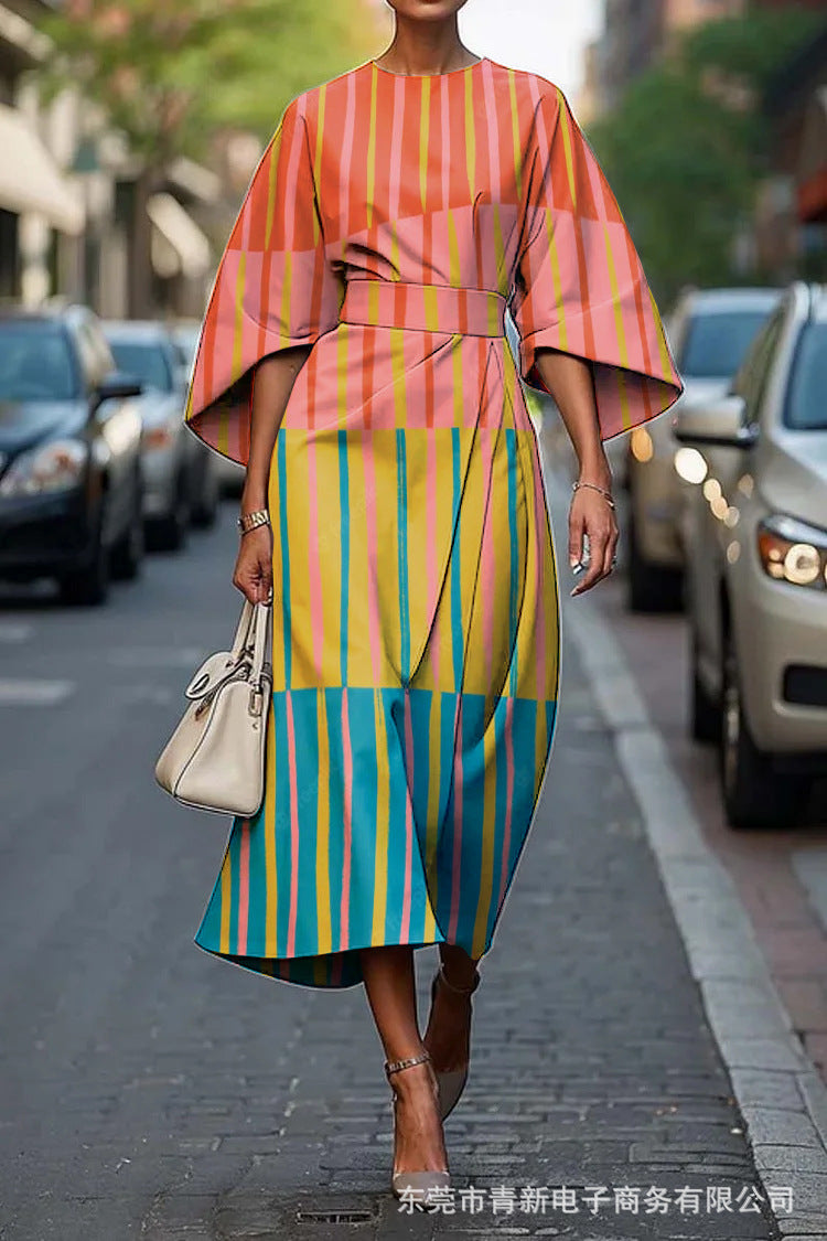 Women's All-match Casual Floral Ocean Print Elegant Dress