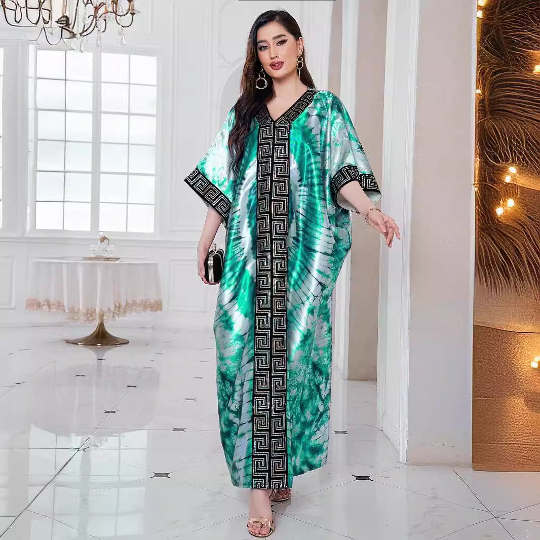 Fashion Printed Loose Robe Dress Women