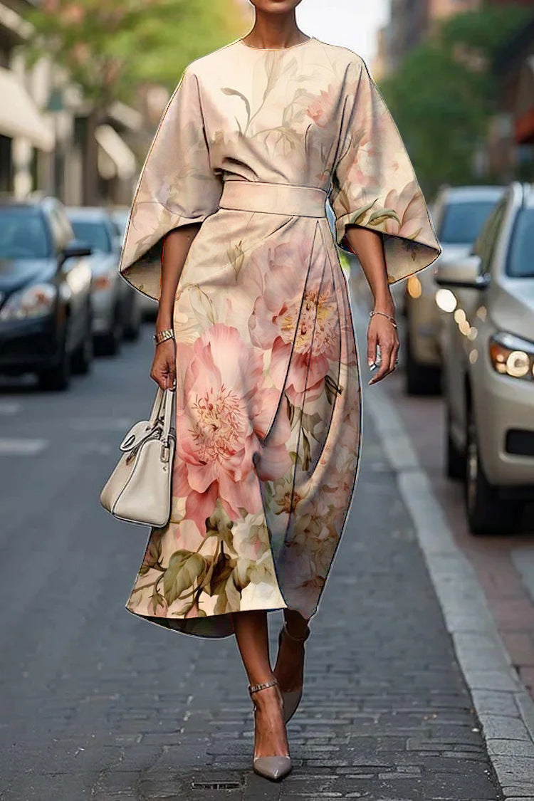 Women's All-match Casual Floral Ocean Print Elegant Dress