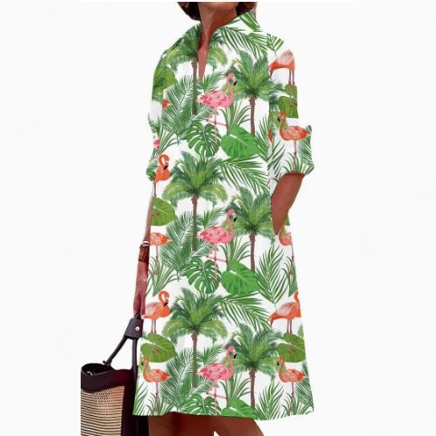 Fashion Polka Dot Printed 3d Printed Shirt Dress