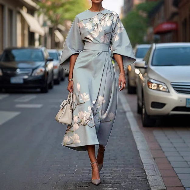 Women's All-match Casual Floral Ocean Print Elegant Dress