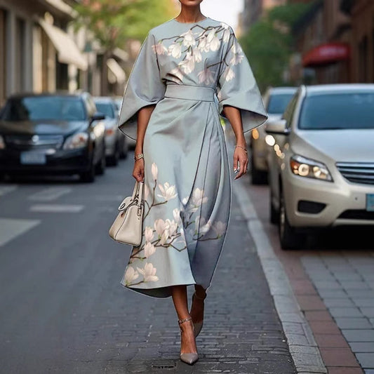 Women's All-match Casual Floral Ocean Print Elegant Dress