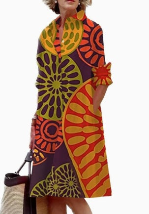 Fashion Polka Dot Printed 3d Printed Shirt Dress