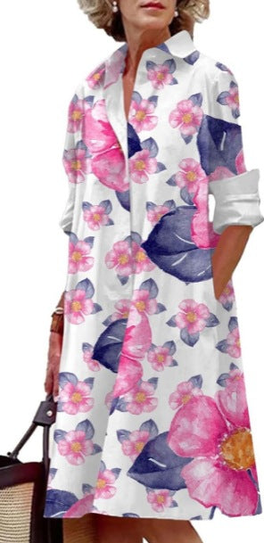 Fashion Polka Dot Printed 3d Printed Shirt Dress