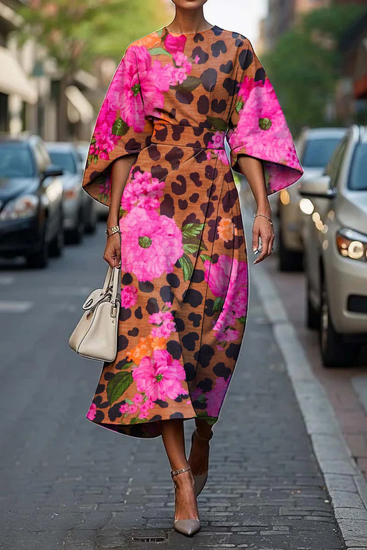 Women's All-match Casual Floral Ocean Print Elegant Dress