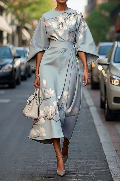 Women's All-match Casual Floral Ocean Print Elegant Dress