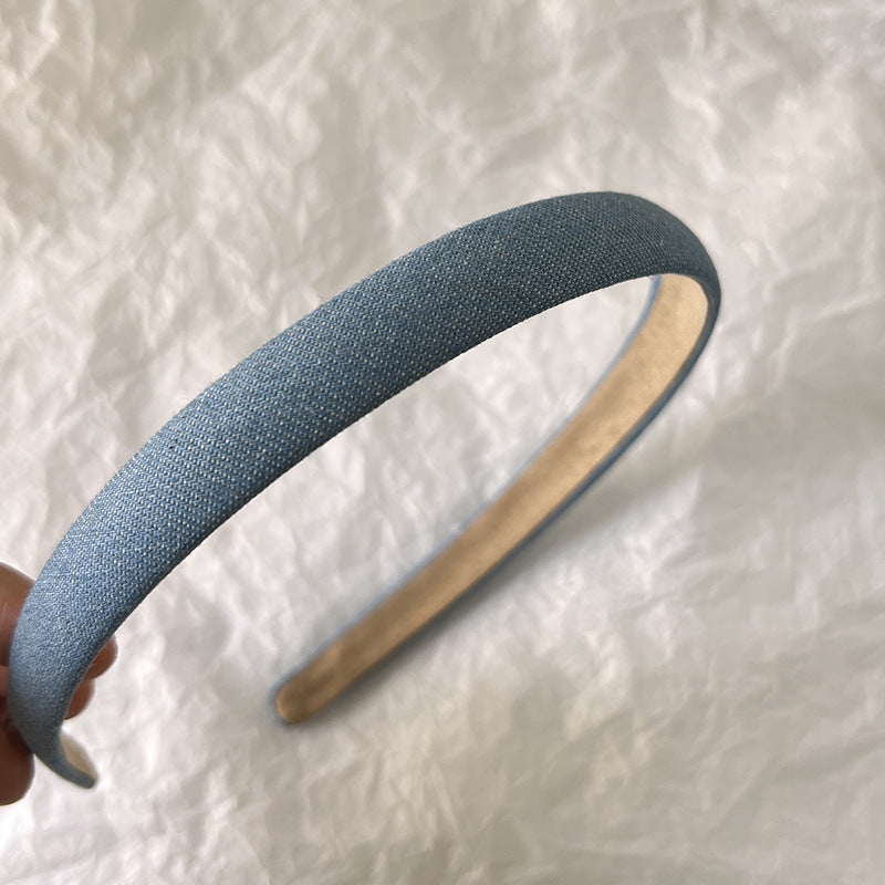 High Skull Top Solid Color Denim Thin Headband