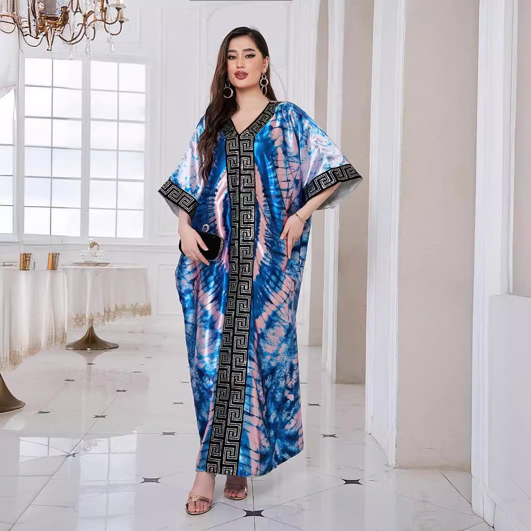 Fashion Printed Loose Robe Dress Women