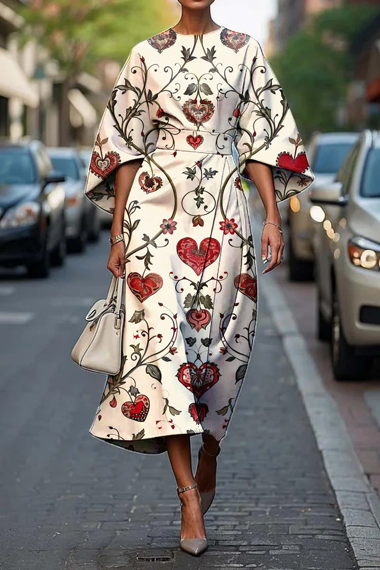 Women's All-match Casual Floral Ocean Print Elegant Dress