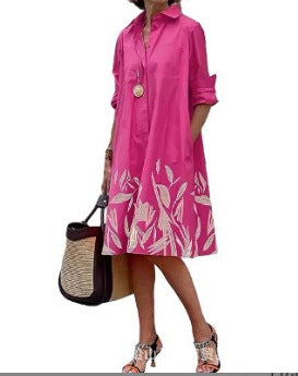 Fashion Polka Dot Printed 3d Printed Shirt Dress