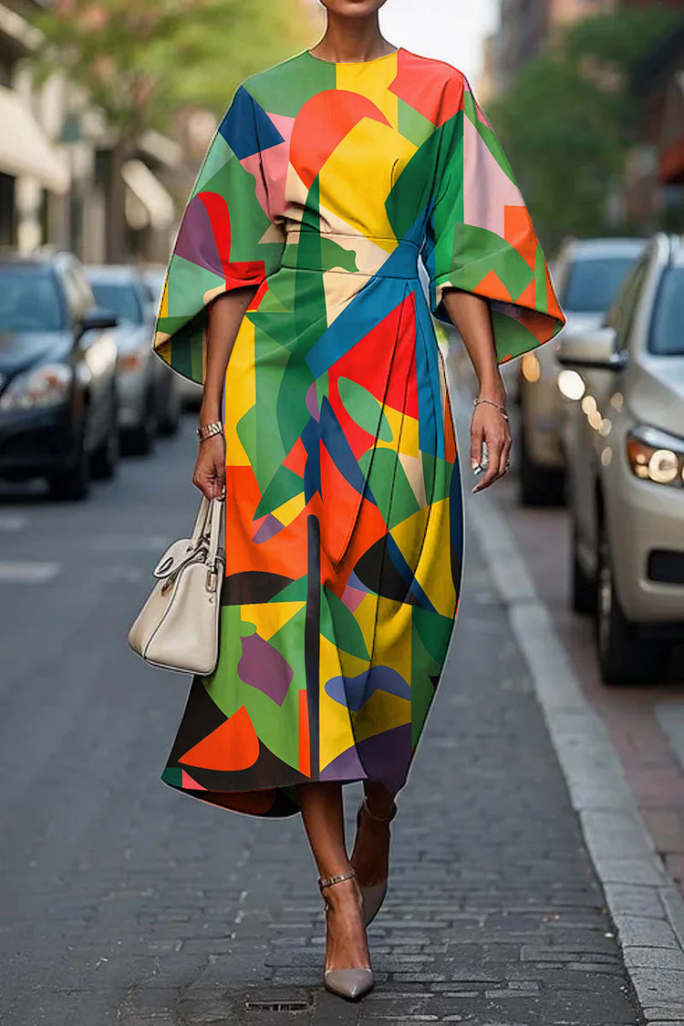 Women's All-match Casual Floral Ocean Print Elegant Dress