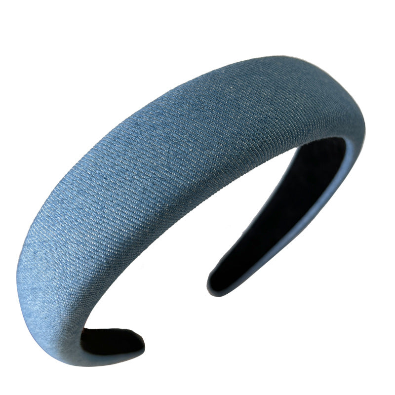 High Skull Top Solid Color Denim Thin Headband
