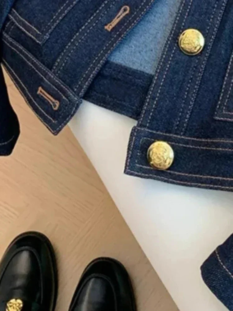 Blue Denim Top Women Autumn Classic Style Short Coat New Korean