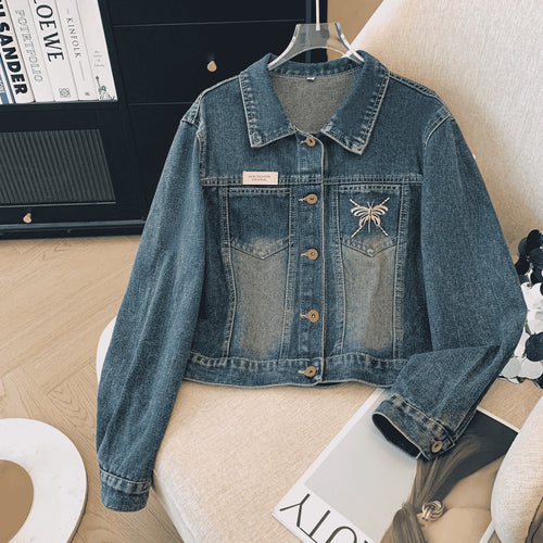 Blue Denim Top Women Autumn Classic Style Short Coat New Korean
