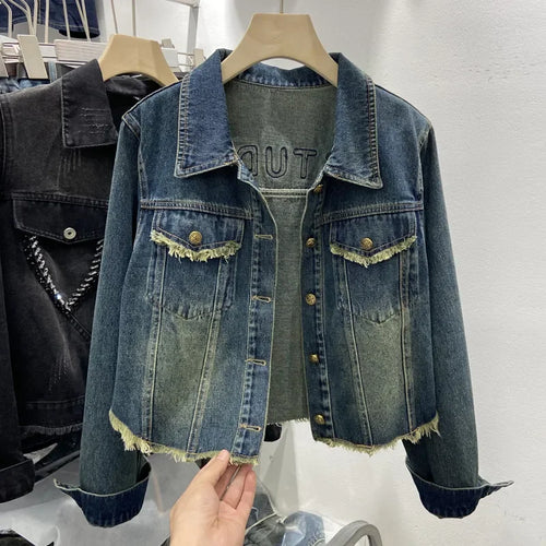 Blue Denim Top Women Autumn Classic Style Short Coat New Korean