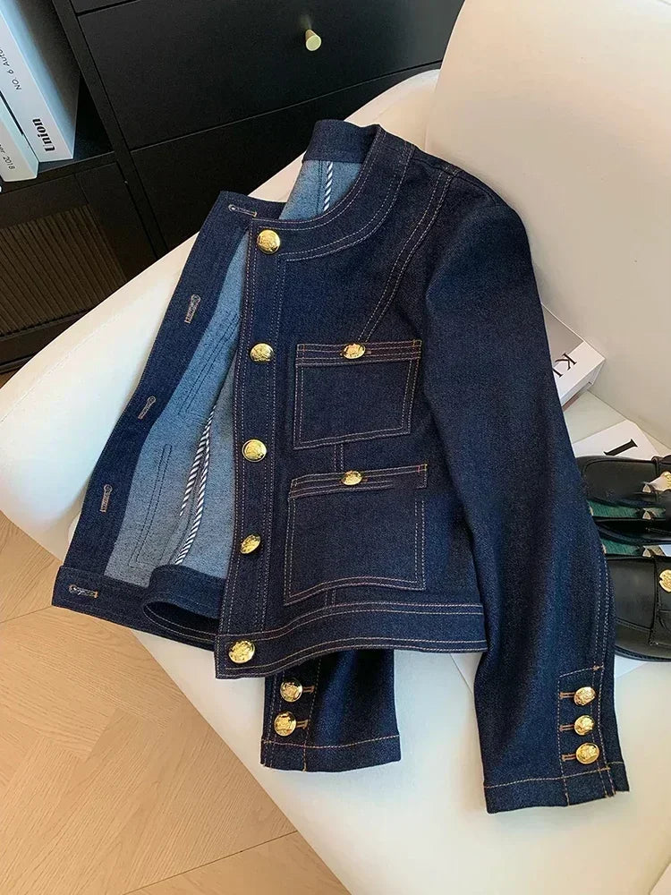 Blue Denim Top Women Autumn Classic Style Short Coat New Korean