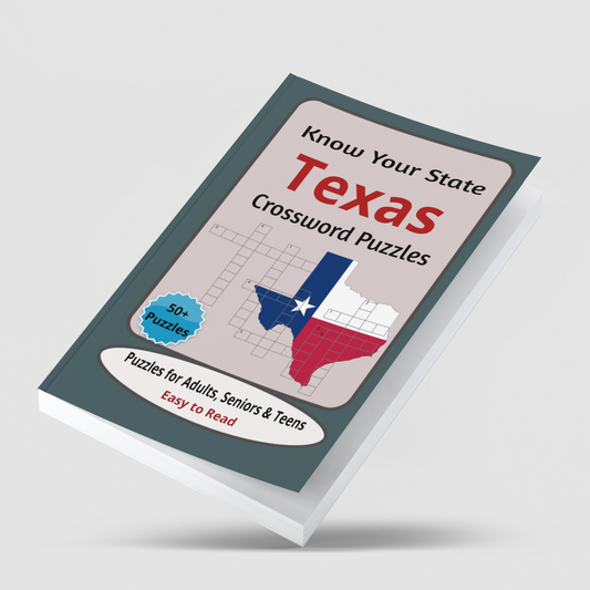 Texas Crossword Puzzle: Crossword Puzzles for Seniors, Adults & Teens. 50+ puzzles, Easy to Read Print about Texas, 100 pages, 6x9 inches, Gift for ... Camping, New Arrivals in Texas and Relaxation