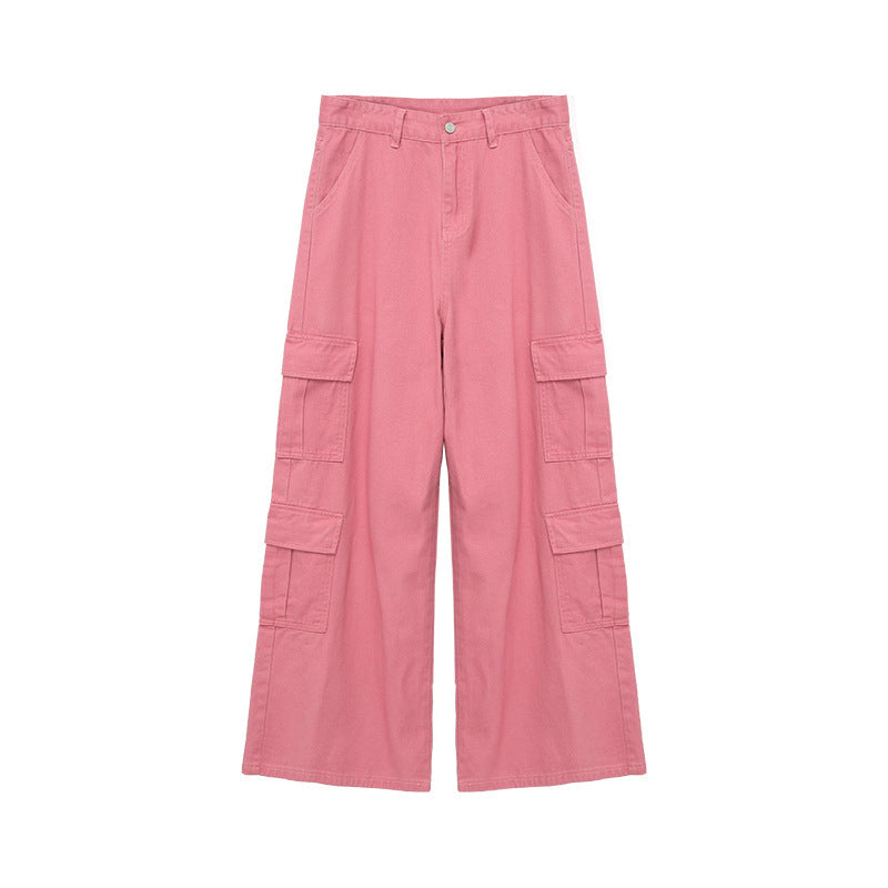 Large Pocket Wide-leg Overalls Casual Jeans