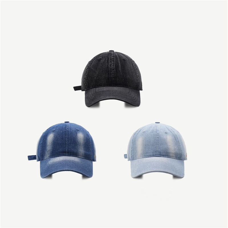 Simple Solid Color Washed Denim Baseball Cap