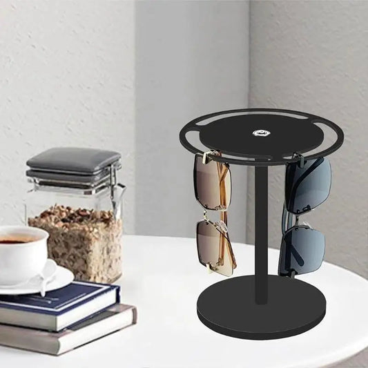 57QA Modern Sunglasses Organiser 360° Rotating Acrylic Sunglasses Holder with 3 Slots and Sturdy Base Glasses Display Stand