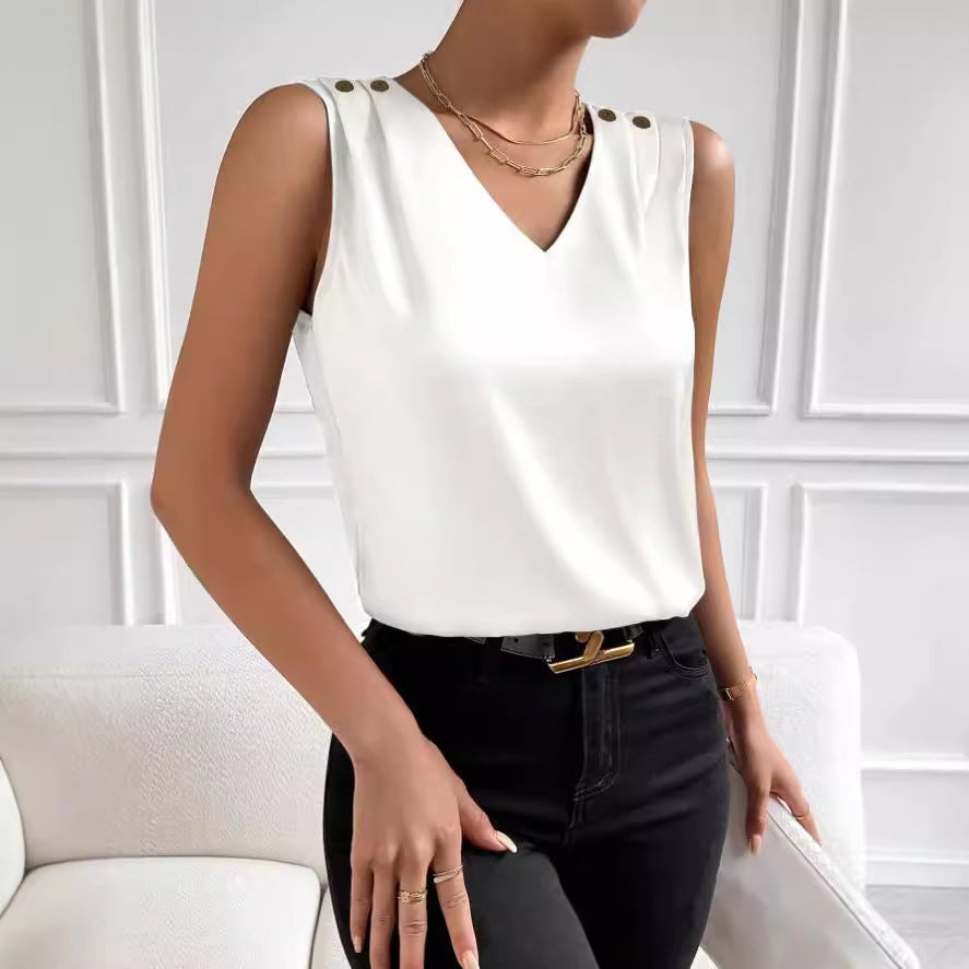 Women's Fashionable Simple Silk High Elastic Solid Color Vest