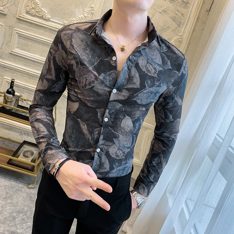 Floral Men's Fashion Casual Nightclub Shirt