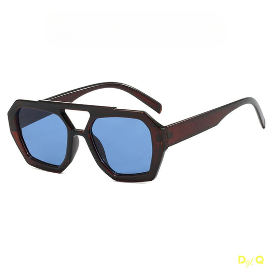 Retro Double Bridges Women's Sunglasses Big Frame Leopard Brown Gradient Eyewear Fashion Luxury Designer Sun Glasses Men Shades