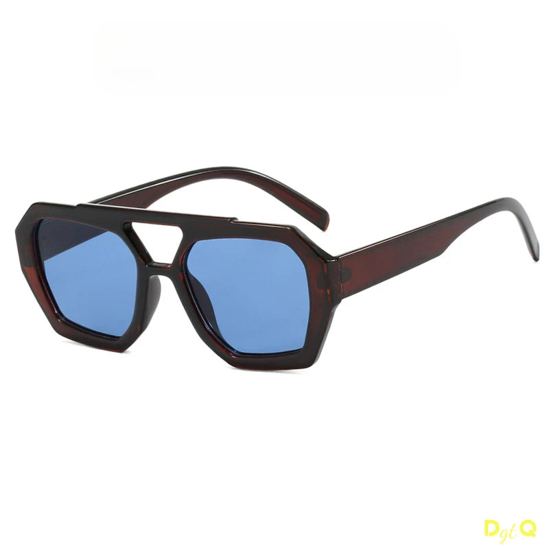 Retro Double Bridges Women's Sunglasses Big Frame Leopard Brown Gradient Eyewear Fashion Luxury Designer Sun Glasses Men Shades