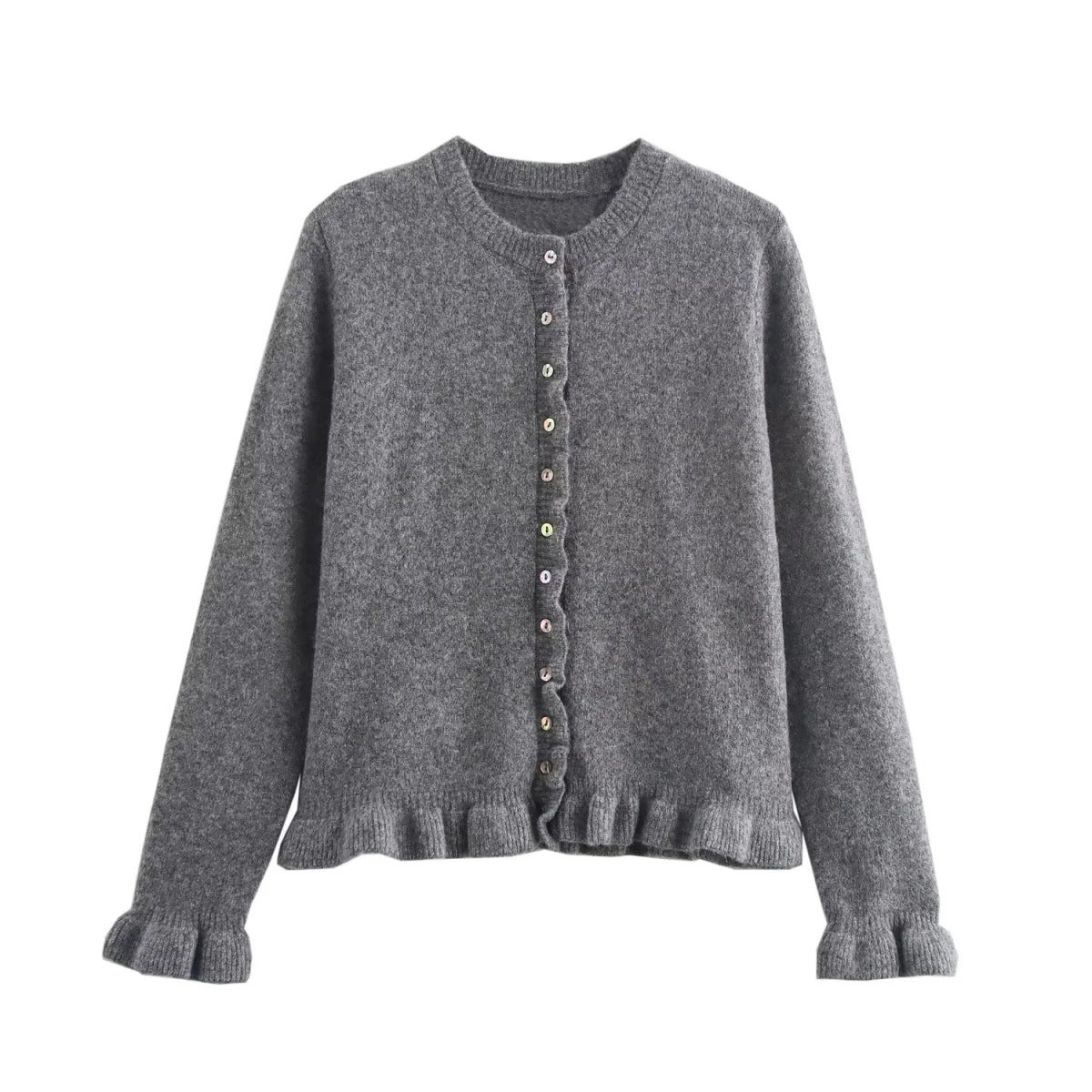 Round Neck Simple Laminated Knitted Coat