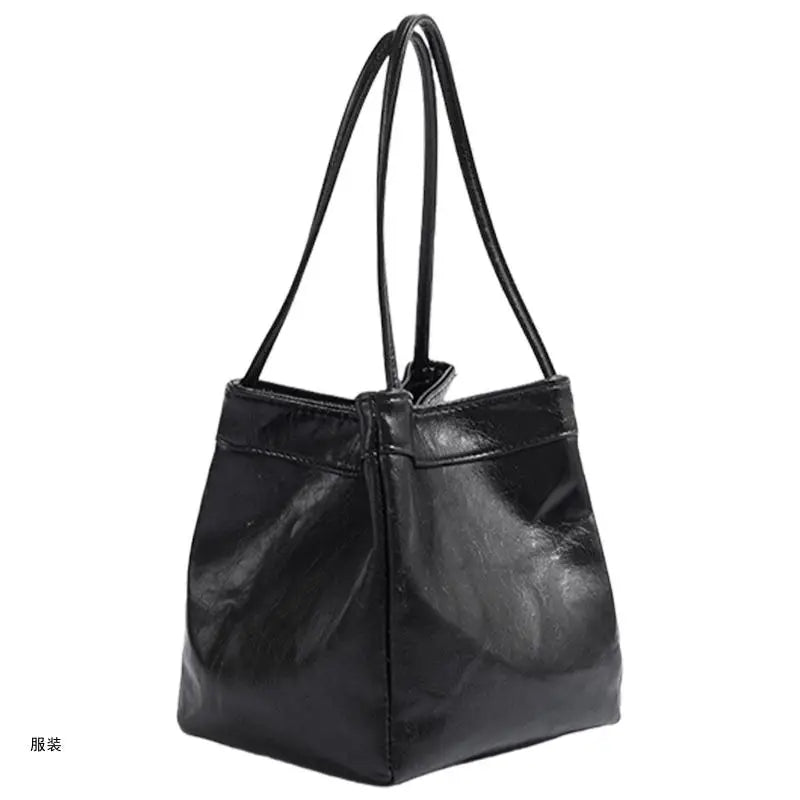 D0UD Women Underarm Bag Bucket Bag Armpit Bag PU Leather Shoulder Bag Top Handle Bag