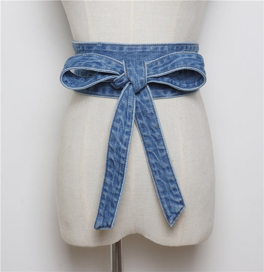 Women's Fashion New Wash Denim Bow Tie