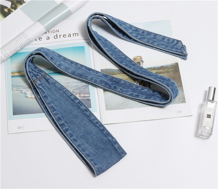 Women's Fashion New Wash Denim Bow Tie