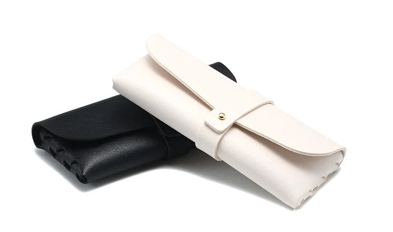 Leather Glasses Case Soft Bag Fashionable Sunglasses Single Buckle Mirror Box Sunglasses Case    Factory Postage Compensation Pr