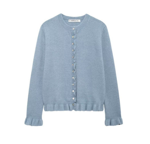 Round Neck Simple Laminated Knitted Coat