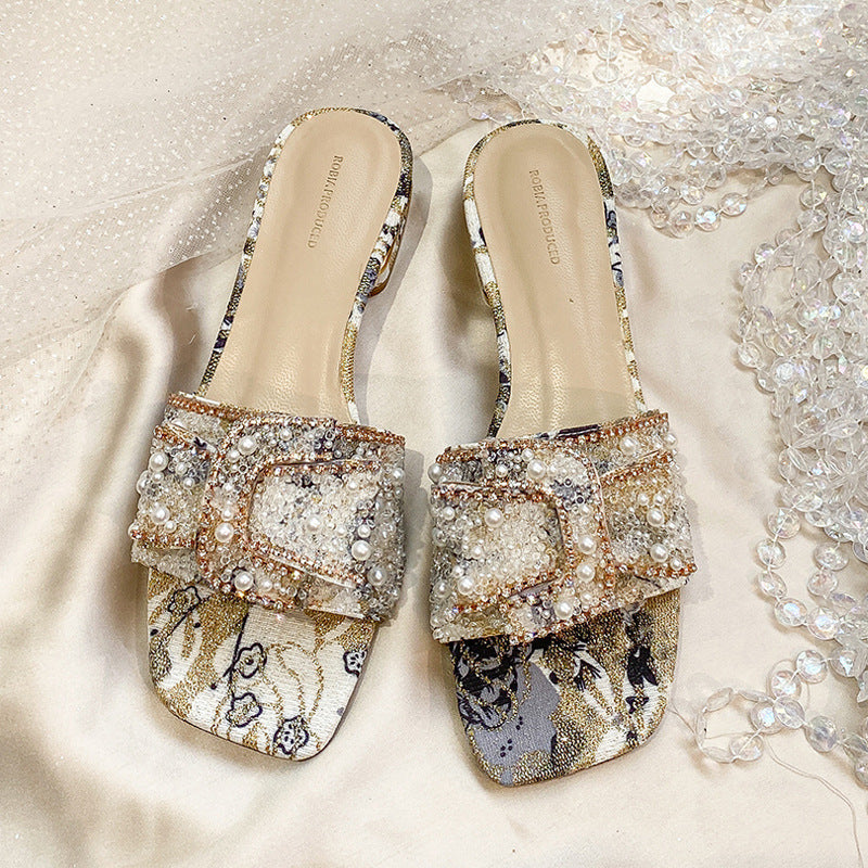 Women's Outer Wear Fashion Rhinestones Chunky Heel Sandals