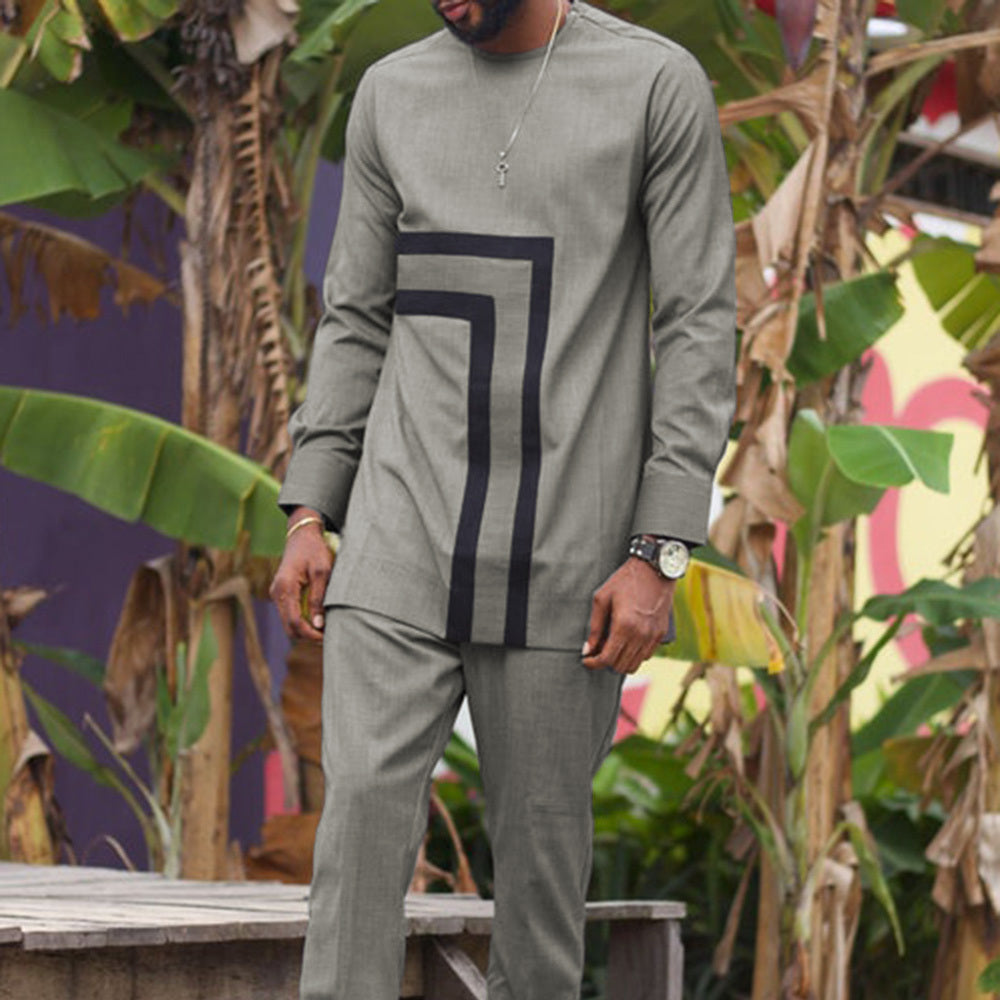 Geometric Print Ethnic Men's Casual Suit