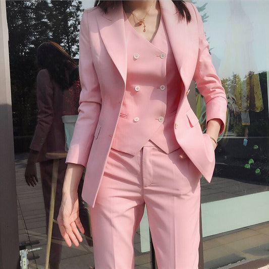 Suit Jacket Vest Pants British Style Three-piece Suit
