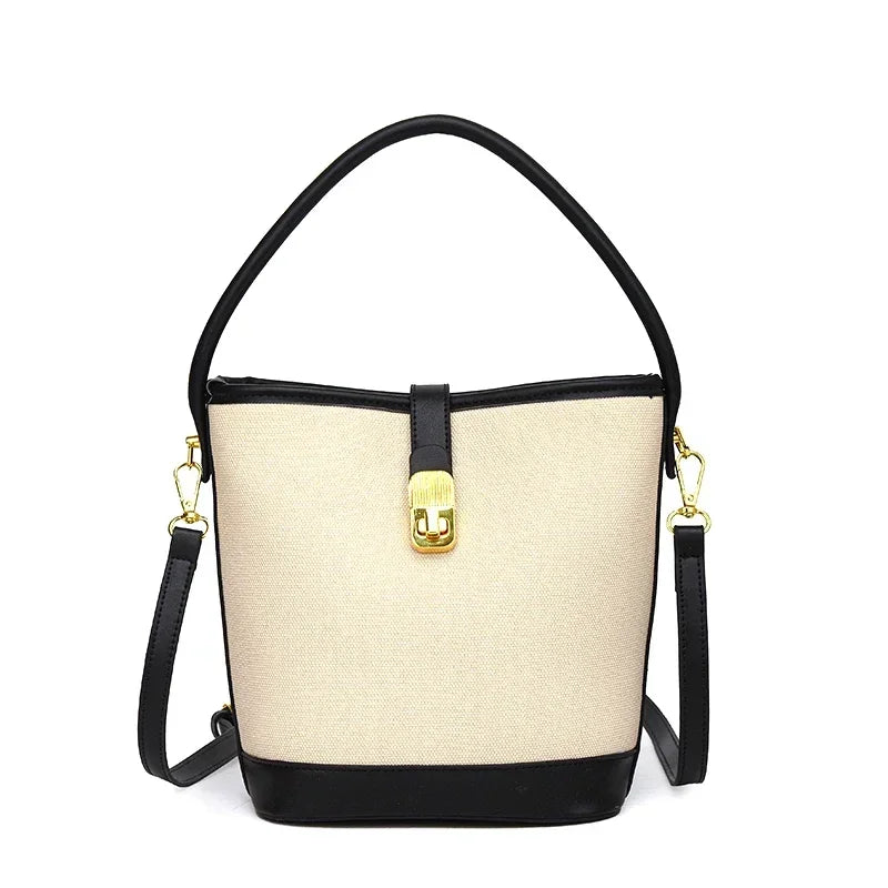 Light Luxury Bucket Shoulder Bag Fashion Casual PU Zipper Buckle Large Capacity Handbags 2025 Hot Sale New Youth Bags for Women